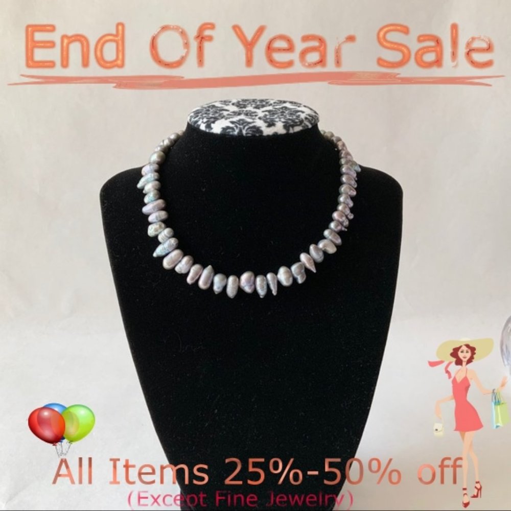 Natural Gray Seed Pearl Necklace